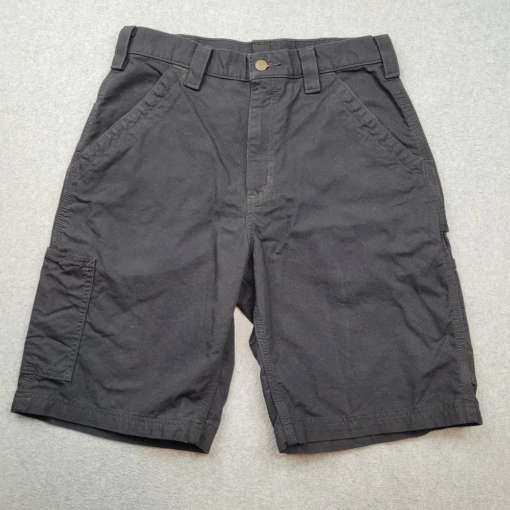 Carhartt Carpenter Shorts Mens 32x10 Black B147 BLK Canvas Utility Work